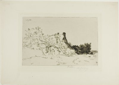 De grote rietgedekte cottage, Kercassier door Charles Emile Jacque