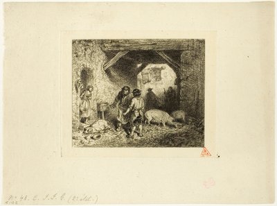 De varkensslachters door Charles Emile Jacque