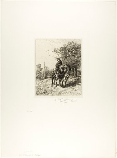 Het jaagpad door Charles Emile Jacque