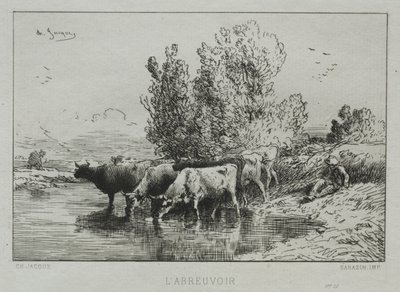 De Waterplaats door Charles Emile Jacque