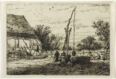Put in een Boerderij Binnenplaats door Charles Emile Jacque