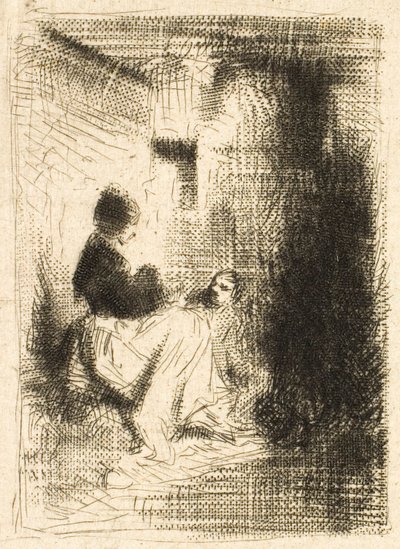Vrouw en haar kinderen door Charles Emile Jacque