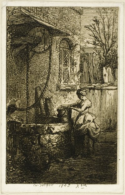 Vrouw bij een Put door Charles Emile Jacque