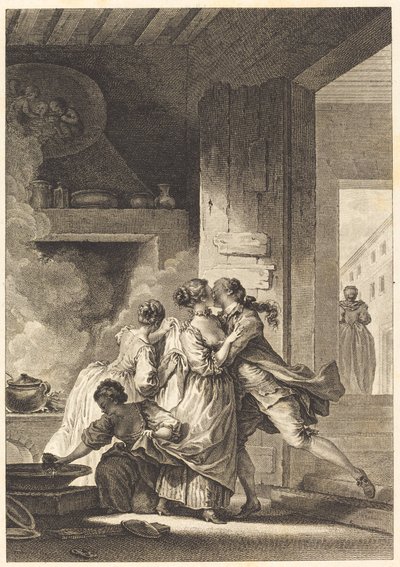Men denkt nooit aan alles door Charles Emmanuel Patas after Jean Honoré Fragonard
