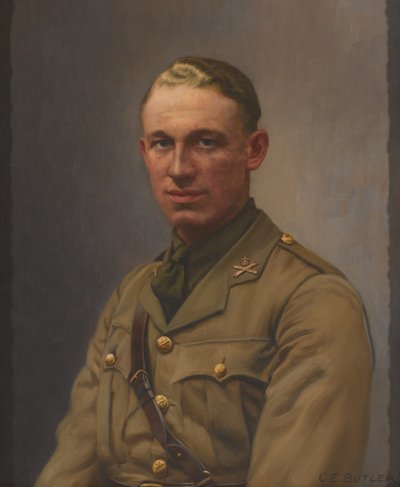 Luitenant A L Bobby, Machinegeweer Corps en het Middlesex Regiment, circa 1917 door Charles Ernest Butler