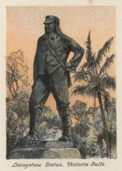 Zuid-Afrika: Livingstone Standbeeld, Victoria Falls door Charles Ernest Peers
