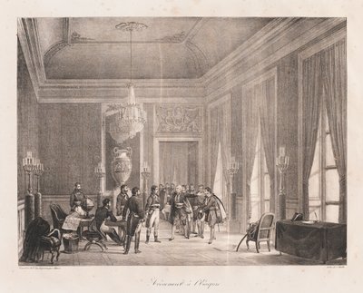 Begin van het Keizerrijk, begin 19e eeuw (litho) door Charles Etienne Pierre Motte