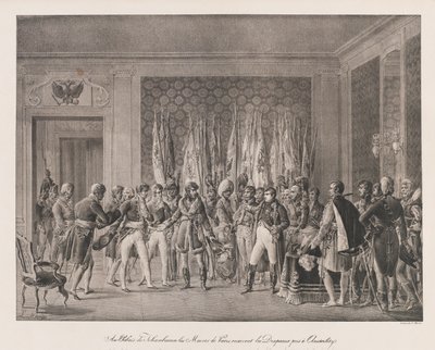 Burgemeesters van Parijs ontvangen vlag van Austerlitz, begin 19e eeuw door Charles Etienne Pierre Motte