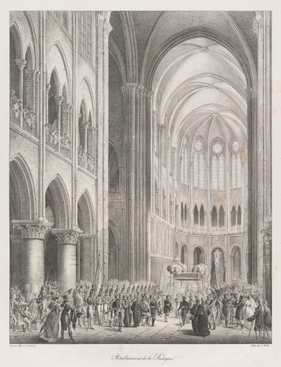 Herstel van de Kerk, begin 19e eeuw door Charles Etienne Pierre Motte
