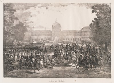 Review van de Tuilerieën, begin 19e eeuw (litho) door Charles Etienne Pierre Motte