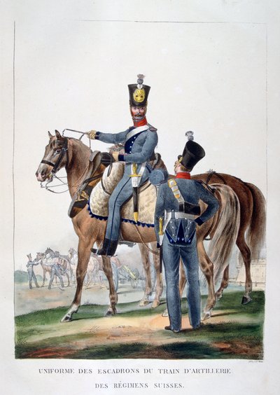Uniform van een eskadron van paardartillerietrein van een Zwitsers regiment, Frankrijk, 1823 door Charles Etienne Pierre Motte