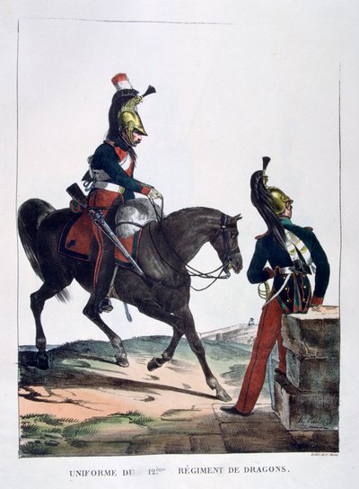 Uniform van het 12e Regiment Dragoons, Frankrijk, 1823 door Charles Etienne Pierre Motte