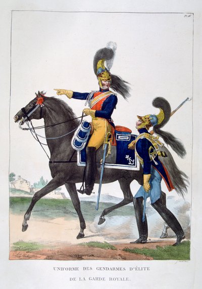 Uniform van de elite gendarmes van de koninklijke garde, Frankrijk, 1823 door Charles Etienne Pierre Motte