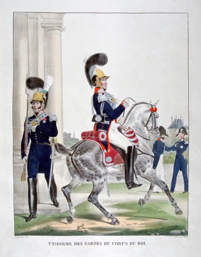 Uniformen van de bewakers van het Franse koninklijke korps, 1823 door Charles Etienne Pierre Motte