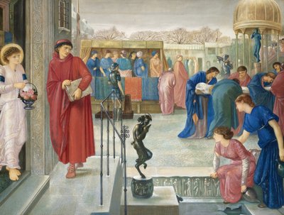 Sint Theophilus en de engel. Legende van het martelaarschap van Sint Dorothea door Charles Fairfax Murray