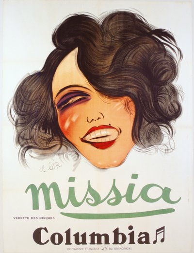 Columbia Records-poster ter promotie van de Franse zangeres Missia, ca. 1935 door Charles Felix Gir