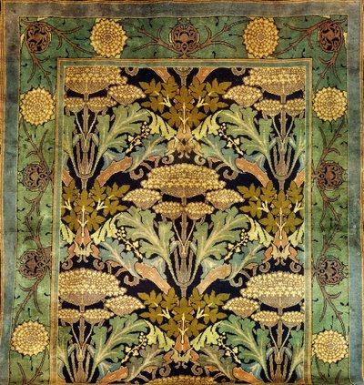 Een Donegal wollen tapijt met een bloemmotief door Charles Francis Annesley Voysey