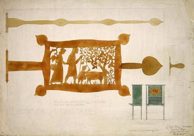 Ontwerp voor een schrijfbureau messing scharnier door Charles Francis Annesley Voysey