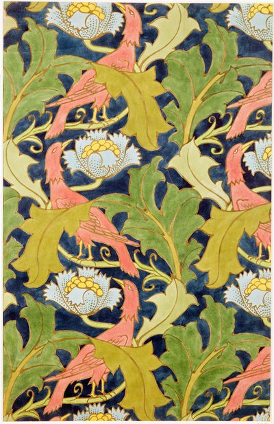 Ontwerp voor bedrukt linnen, gedrukt door G.O. en J. Baker, ca. 1893 door Charles Francis Annesley Voysey