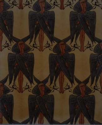 Herhalende cherubijnen, ontwerp voor een stof door Charles Francis Annesley Voysey