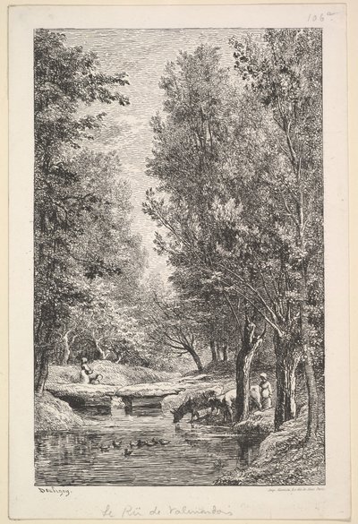 Een stroom in de Mondois-vallei, 1835-78 door Charles Francois Daubigny