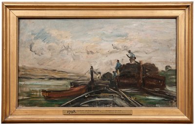 Aken op een rivier door Charles Francois Daubigny