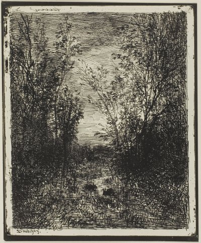 Beek in de Open Plek door Charles Francois Daubigny