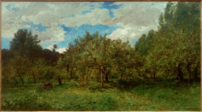 C. F. Daubigny, Franse boomgaard tijdens de oogsttijd door Charles Francois Daubigny