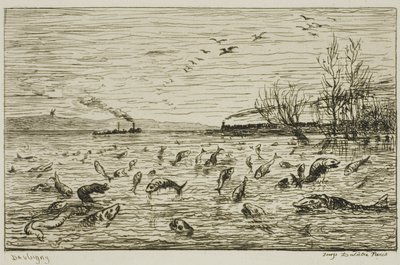 Viering van de vis bij het vertrek van de scheepsjongen (De vis) door Charles Francois Daubigny