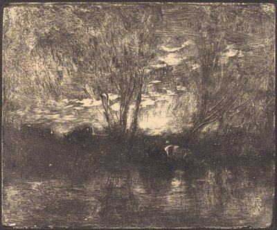 Koeien bij een Drinkplaats door Charles Francois Daubigny