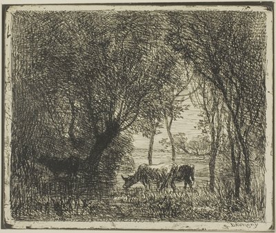 Koeien in een Bos door Charles Francois Daubigny