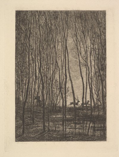 Herten in het Bos, 1850 door Charles Francois Daubigny