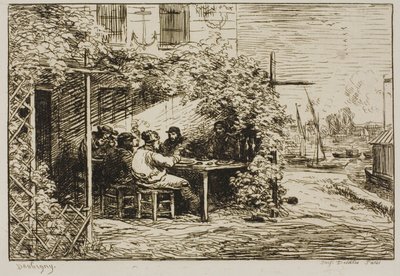 Vertrekontbijt in Asnières door Charles Francois Daubigny