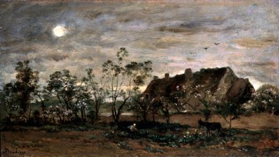 Avond in Honfleur, 1860s door Charles Francois Daubigny
