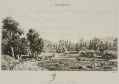 Hoe steden worden geboren (bruiloft in het dorp) door Charles Francois Daubigny