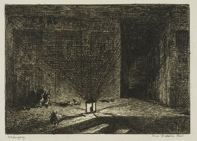 Interieur van een Herberg (De Gang van een Herberg) door Charles Francois Daubigny