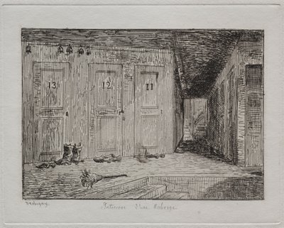 Interieur van een herberg door Charles Francois Daubigny