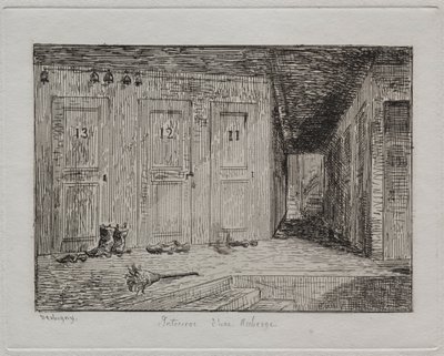 Interieur van een Herberg, 1861 door Charles Francois Daubigny