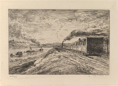 Le Départ Le Retour, uit Le Voyage en bateau, 1861 door Charles Francois Daubigny