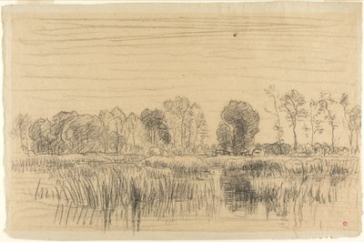 Moeras en boomscherm door Charles Francois Daubigny