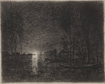 Nachtstuk, originele indruk 1862, gedrukt in 1921 door Charles Francois Daubigny