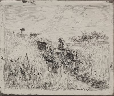 Pad door het graanveld, originele indruk 1862, gedrukt in 1921 door Charles Francois Daubigny