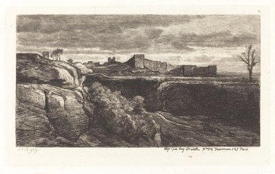Ruïnes van het Kasteel van Cremieux (Les Ruines du chateau de Cremieux) door Charles Francois Daubigny