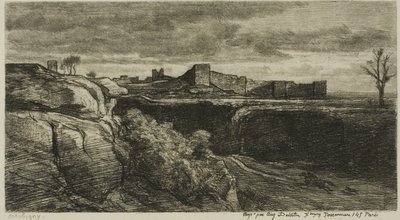Ruïnes van het Kasteel van Crémieux (Isère) door Charles Francois Daubigny