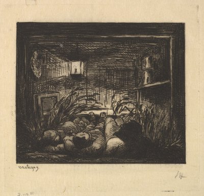 Slapen aan boord van de boot door Charles Francois Daubigny