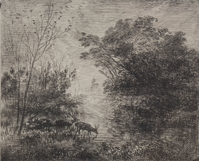 Herten door Charles Francois Daubigny