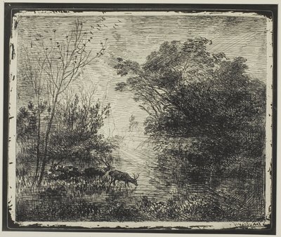 Herten door Charles Francois Daubigny