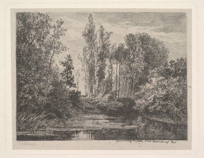 Herten aan de waterkant, 1850 door Charles Francois Daubigny
