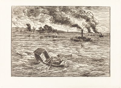 Stoomschepen door Charles Francois Daubigny