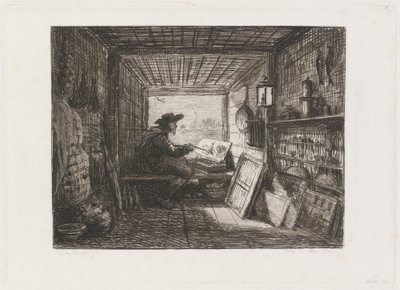 Atelier op de Boot door Charles Francois Daubigny